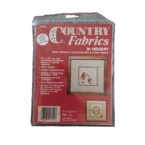 Country Fabrics in Holiday 16”x16”  Regency Mills Holly Pattern Christmas Red